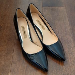 Zara black patent block heels